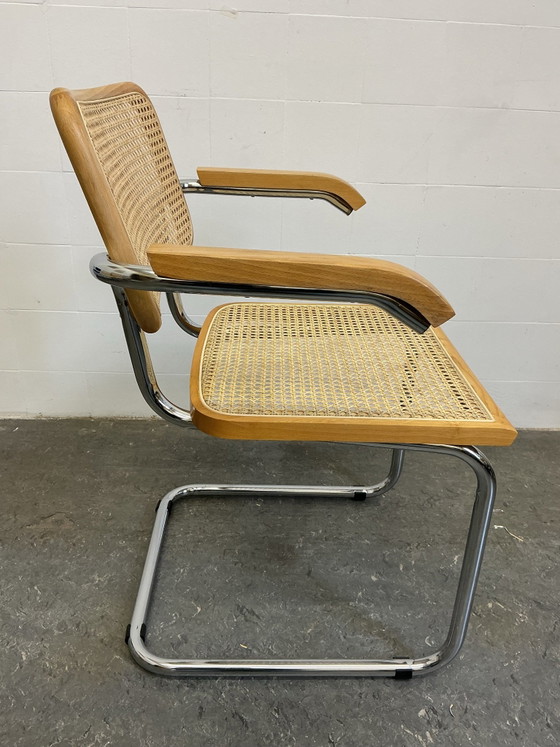 1 x Vintage Cesca stoel, Eetkamerstoelen, Chroom, Hout, Zilver (foto 4 van 15)