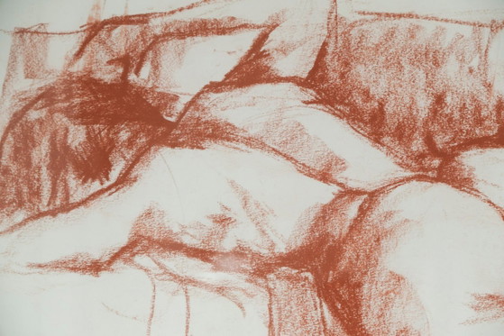 Image 1 of Anke Peddemors - – "Reclining Nude" – Original drawing (mixed media) with gallery label