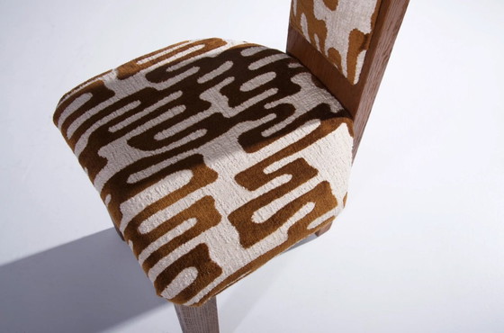 Image 1 of Set of 8 Brutalist Oak Dining Chairs