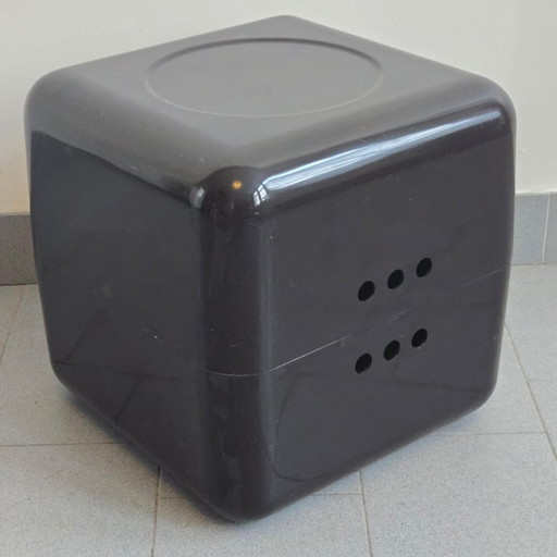 CUBE BAR VINTAGE 1970 DE JEAN GARCON POUR FORMAG 70S SPACE AGE PLASTIQUE NOIR