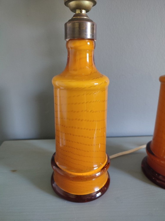 Image 1 of Paire de lampes de table portugaises vintage en opaline