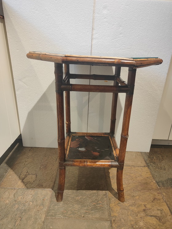Image 1 of French Japanese bamboo and lacquer octagonal side table, circa 1880