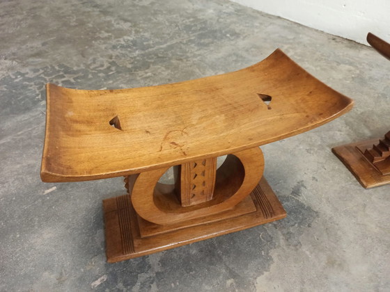 Image 1 of Set di 2 sgabelli Ashanti, africani