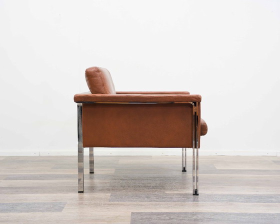 Image 1 of Leren fauteuil, jaren 70, fabrikant Sitag, cognacbruin leer.