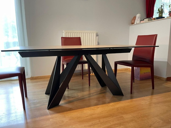 Roche Bobois Cigale – Tavolo 180 × 100 cm + 4 Sedie Sara; Design: Andrea Casati – Tavoli da pranzo, Leather (photo 3 of 11)