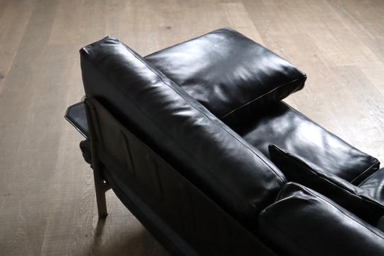 Image 1 of Dreisitzer-Sofa Diesis aus schwarzem Leder von Antonio Citterio für B&B Italia, 1970er Jahre