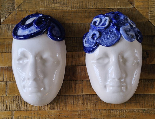 Set of glazed ceramic sculptures from Italy.