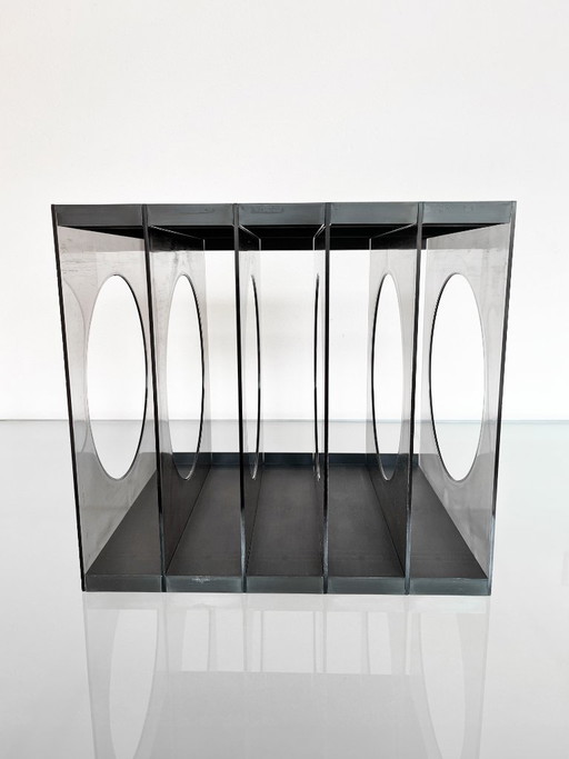 Porta vinili vintage in plexiglass stile Space Age