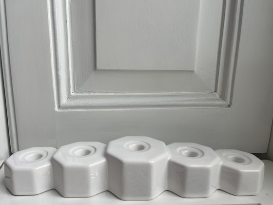 Image 1 of 2 vintage geometric Gouda candlesticks