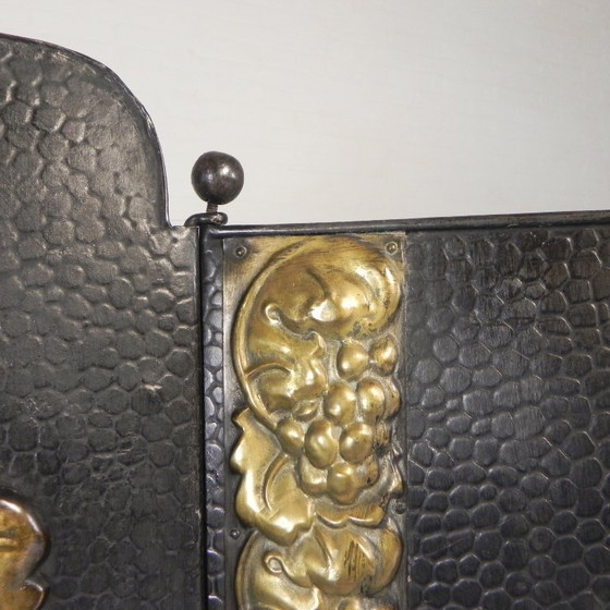 Image 1 of Stalen Art Deco kamerscherm met messing details, jaren 30