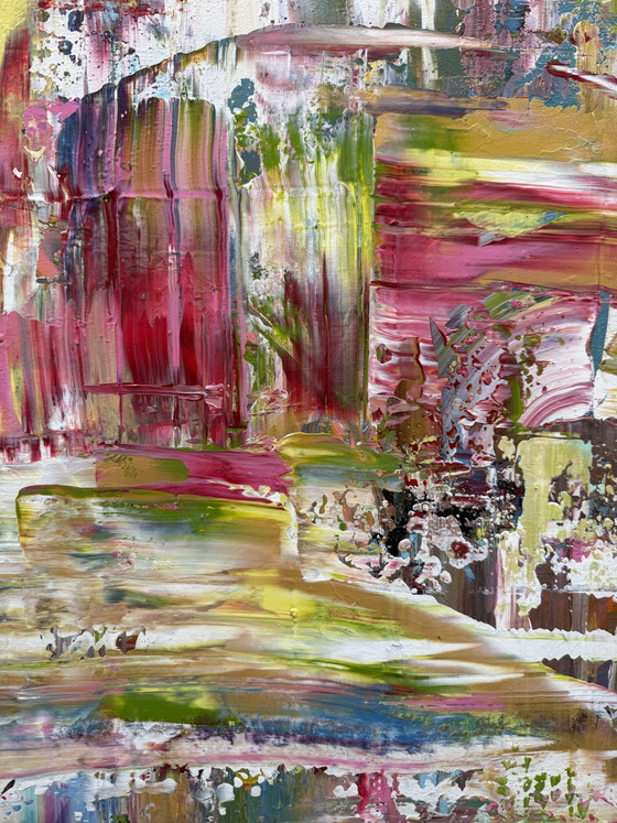 Image 1 of Œuvre d'art 90 x 70 cm avec cadre flottant noir.