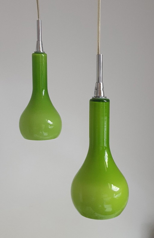 Nordlux - Diseño danés - 2 lámparas colgantes de cristal opalino