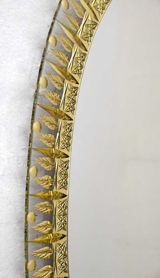 Image 1 of Cristal Art Mid Century Moderne Italiaanse Grond en Vergulde Spiegel, 1960