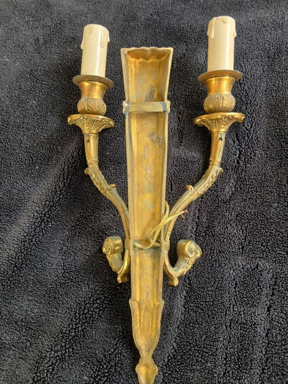 Par de Apliques de latón dorado, estilo clásico, Bronce, Classicisme (foto 4 de 6)