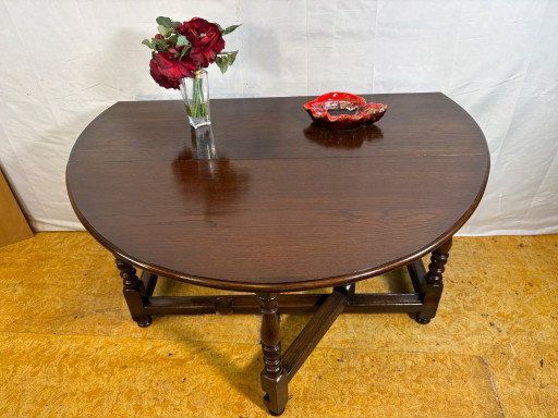 Jacobean Revival massief eiken klaptafel met neerklapbaar blad (circa 1900)