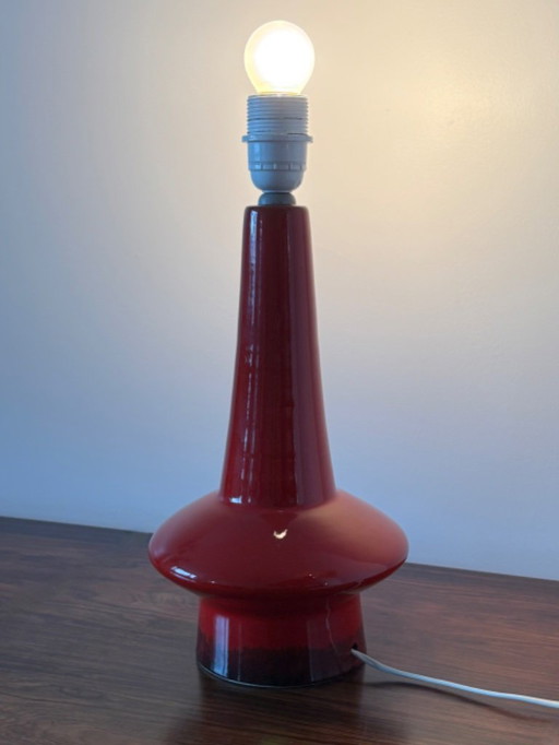 Vintage retro red ceramic table lamp base from the 70s