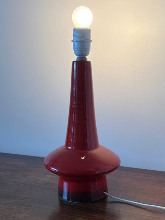 Image 1 of Vintage retro red ceramic table lamp base from the 70s