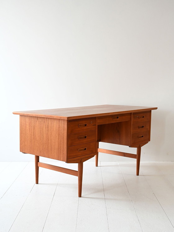 Image 1 of 1960s Scandinavian Teak Desk with Drawers