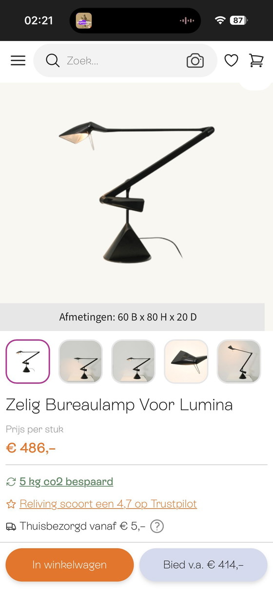 Image 1 of Lumina Zelig Walter A Monici 1980s Italian table lamp desk lamp