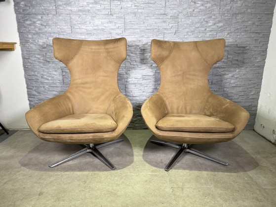 2x Leolux Caruzzo con 1 Pouf Pelle Nubuck – Poltrone, Alluminio (photo 2 of 15)
