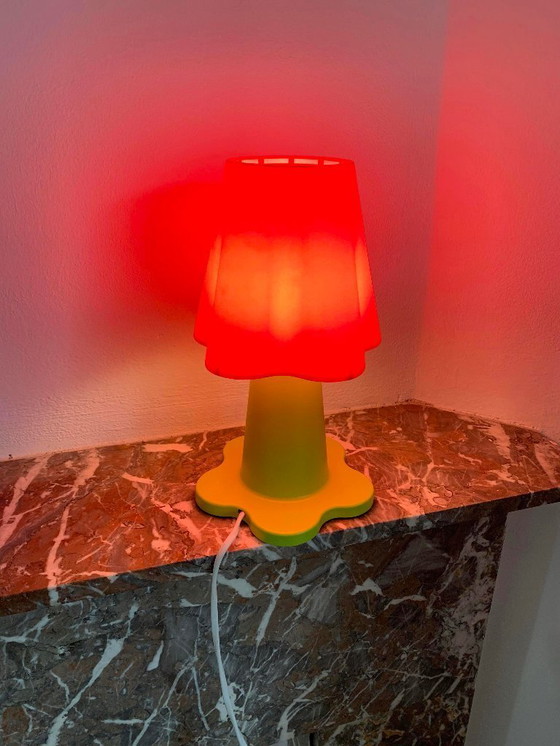 Image 1 of Lámpara de mesa IKEA MAMMUT – rosa/verde – diseño Morten Kjærstrup & Allan Østgaard (década de 2000)