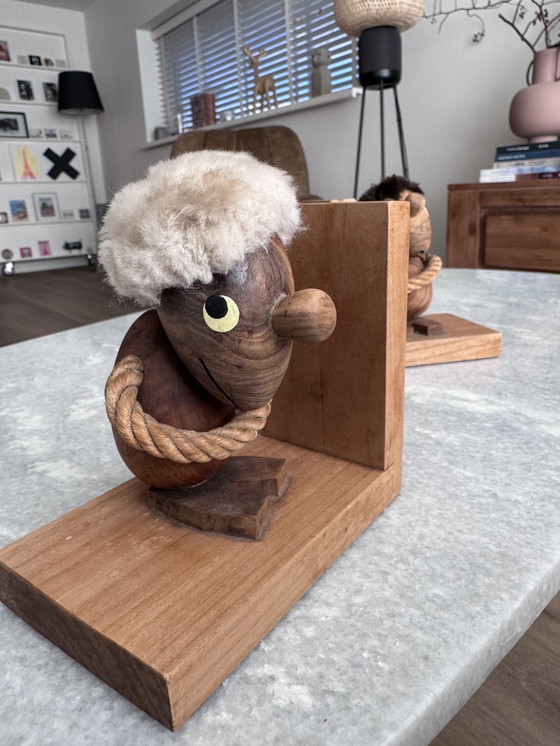 Image 1 of Hans Bolling Deens design boekensteunen Optimist & Pessimist