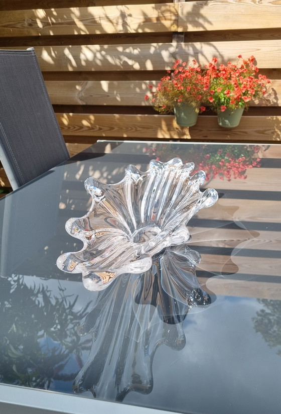 Image 1 of Art Vannes designer Pierre d'Avesn vintage signed French crystal bowl, 1960s