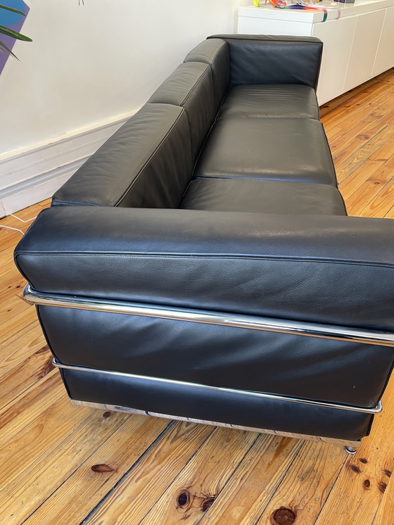 Image 1 of Canapé LC3 Cassina – Cuir Noir – Le Corbusier / Perriand – 3 Places