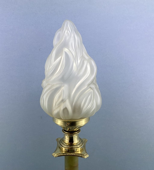 Lámpara Art Déco auténtica - Base de mármol - Estilo Hollywood Regency - Iluminación vintage