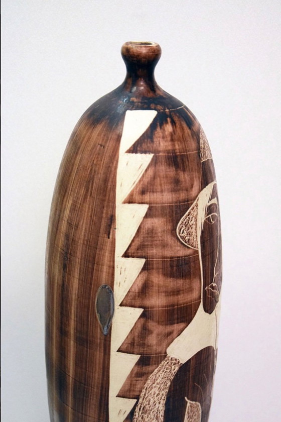 Image 1 of Large Ceramic Vase with Engraved Decoration from Faenza, 1970s