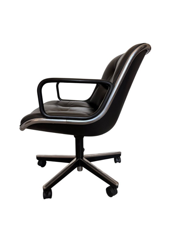 Image 1 of Authentic Charles Pollock Executive Desk Chair for Knoll - Black Leather