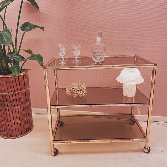 Image 1 of Italian Faux Bamboo Barcart / Sidetable