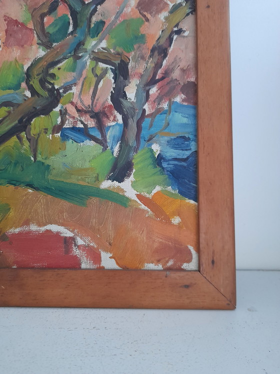 Image 1 of Vintage 1950s Arreslee Oil on Canvas MCM