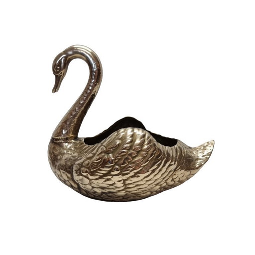 Pot à plantes vintage en forme de cygne en laiton