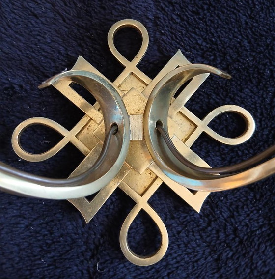 Image 1 of Applique da parete Art Déco in bronzo e vetro di Jules Leleu.