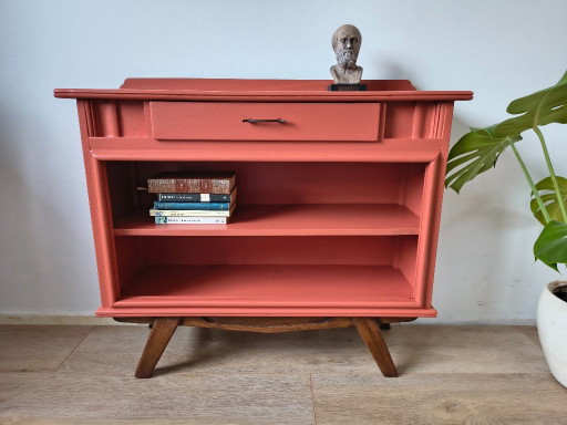 Mid-Century Bücherregal / Sideboard in Korallenrosa – dressoirs, Wood