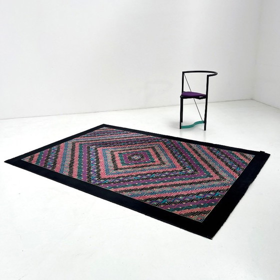 Image 1 of Large Geometric Wool Rug from Missoni, 1980s