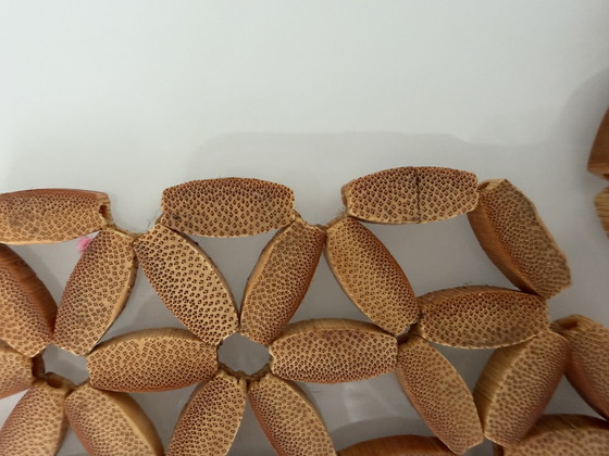 Set of 3 vintage bamboo coasters with flowers – Table accessories (photo 8 of 8)