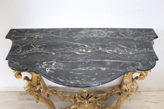 Image 1 of Antiker Konsolentisch aus Gildeholz mit Marmorplatte, Italien 18.