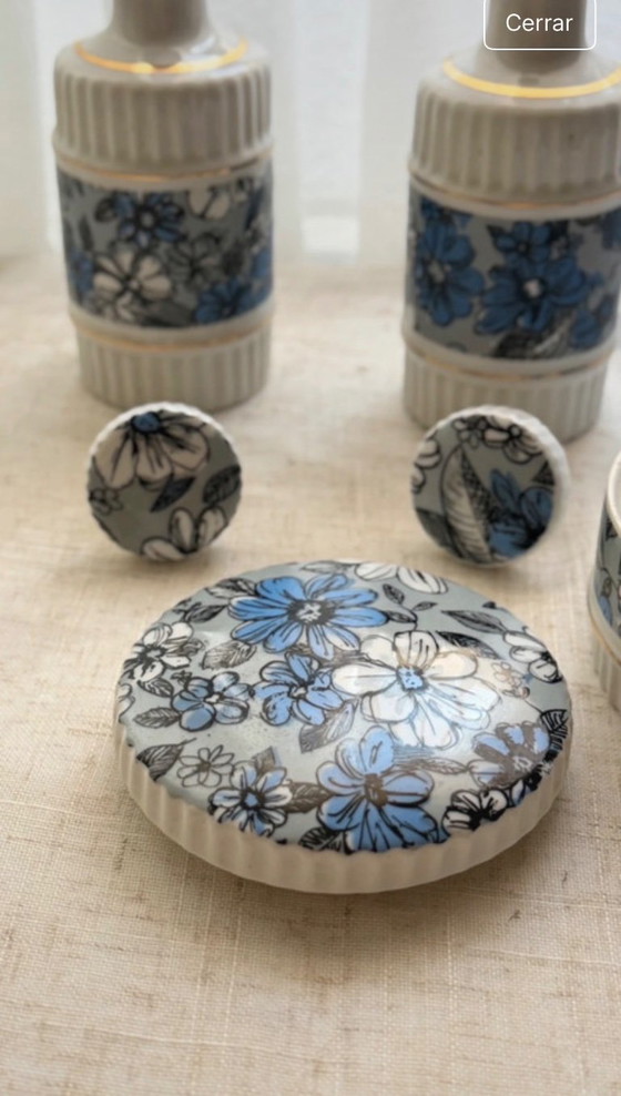 Image 1 of Floral ceramic vanity set, 1970s