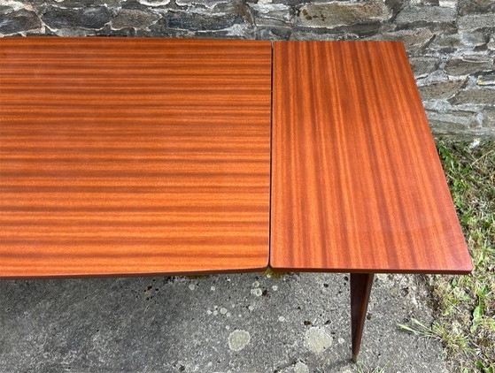 Image 1 of Extendable Scandinavian Style Dining Table – 1960s – Mahogany Veneer, Tapered Legs
