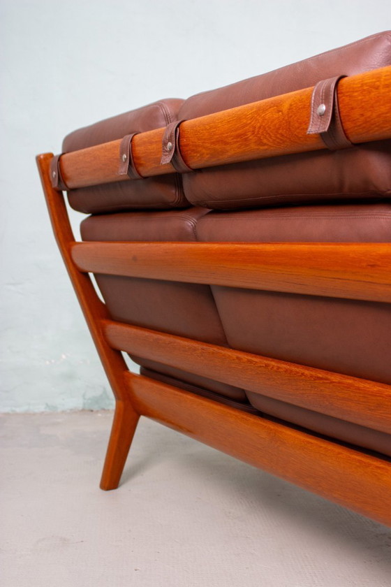 Image 1 of Canapé vintage en teck, style danois, Juul Kristensen, cuir, milieu du siècle