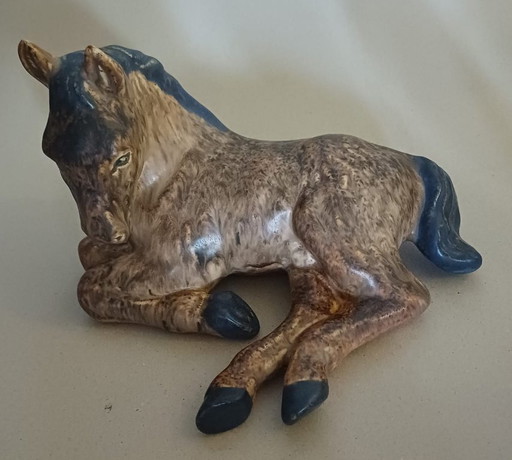 Large Ceramic Foal Figurine by Michael Andersen & Søn, Bornhol, Scandinavian Ceramics - Vintage – decoratieve objecten