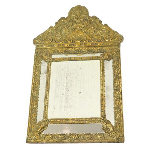 Antique Cushion Mirror Repousse Mirror France