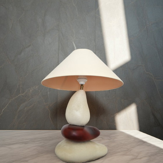Image 1 of Lampe de table vintage en forme de galet par François Chatain - Mid Century Modern Design classic