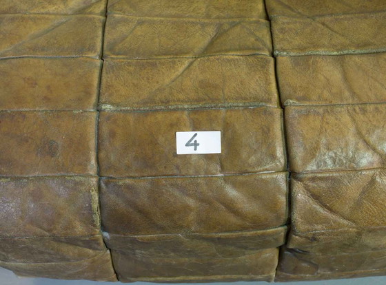 Image 1 of Sofá modular De Sede DS11 de cuero con parches verde oliva, diseño de mediados de siglo, 6 elementos. Suiza, años 70.