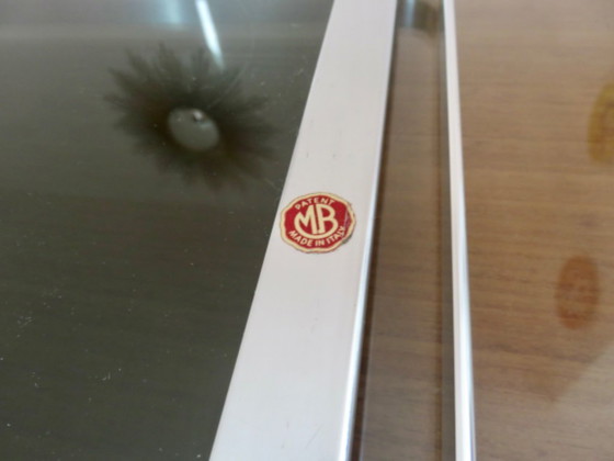Image 1 of Sehr großes Tablett, MB Italia für Roche Bobois, Aluminium und Rauchglas, 1970