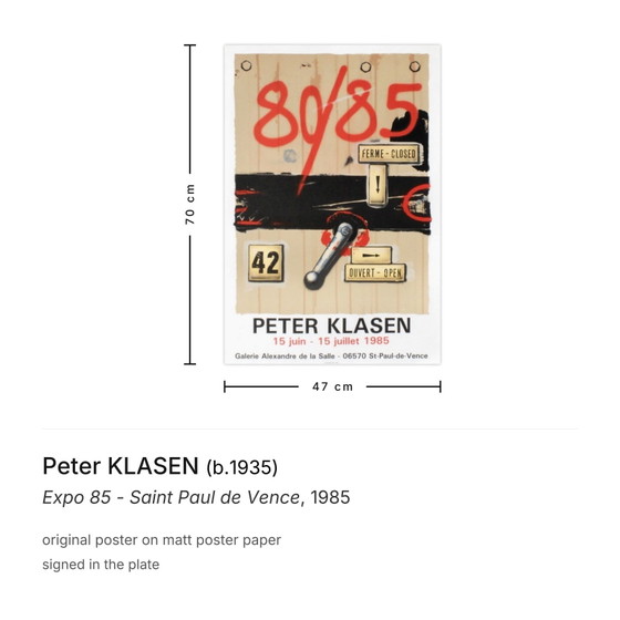 Image 1 of Peter KLASEN Expo - Saint Paul de Vence-poster 1985
