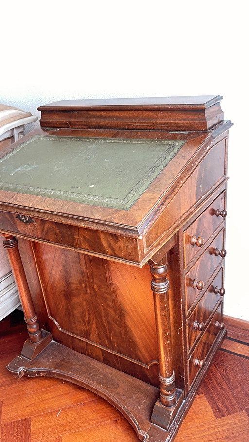 Victorian Writing Cabinet With Green Leather Writing Tray
