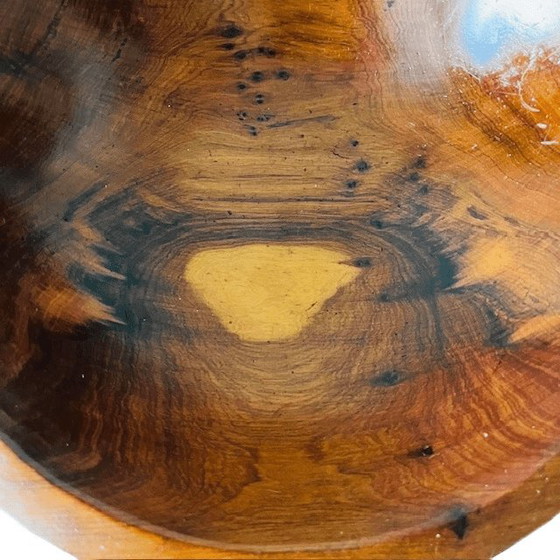 Image 1 of Bol de madera de cerezo de primera calidad, torneado a mano, década de 1970.